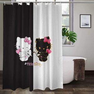 Cartoon Hello Kitty Shower Curtain Machine Washable with Hook 60" X 72"